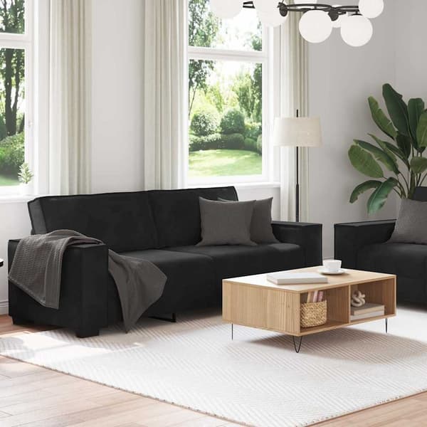 vidaXL Soffgrupp med dynor 2 delar svart sammet art