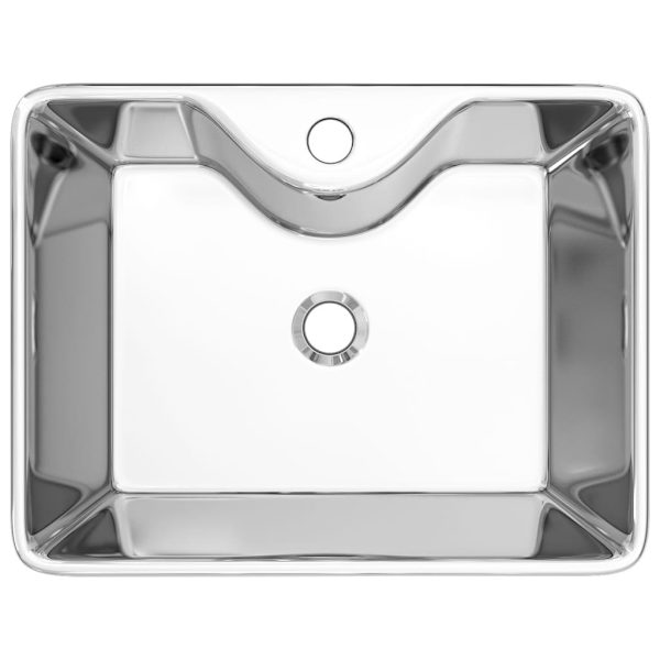 vidaXL Handfat med kranhål 48x37x13,5 cm keramik silver Silver