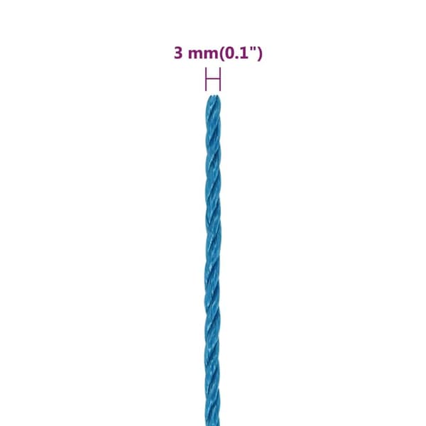 vidaXL Rep blå 3 mm 100 m polypropylen