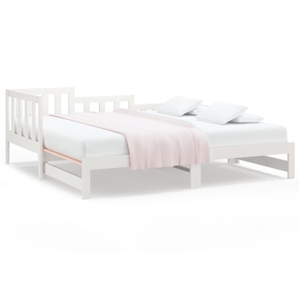vidaXL Utdragbar dagbädd vit 2x(80x200) cm massiv furu Vit