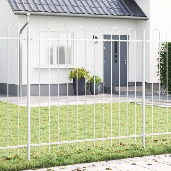 vidaXL Trädgårdsstängsel BOXTEL 4 st 6,8 x 0,8 m Pulverlackerad stål Vit