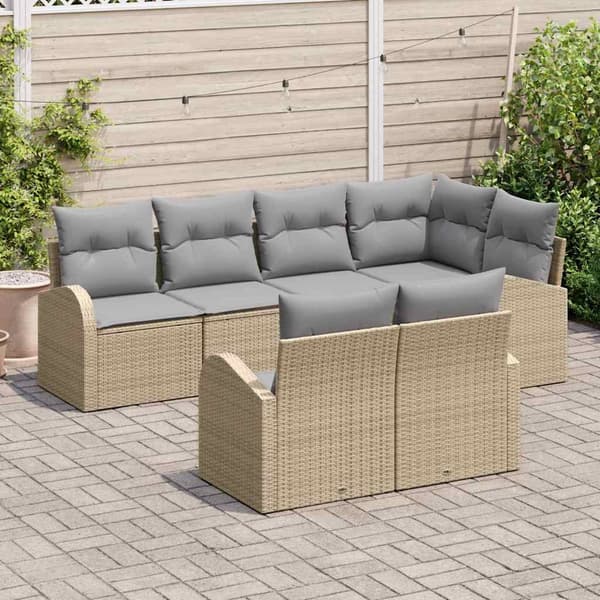 vidaXL Trädgårdsoffset Beige konstrotting Beige