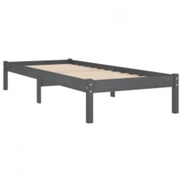 vidaXL Sängram grå massivt trä 90x200 cm Grå