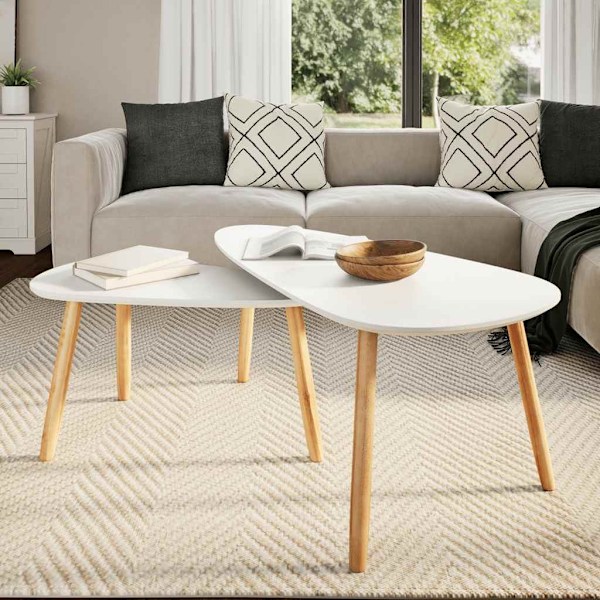 vidaXL Soffbord 2 st massiv furu vit Vit