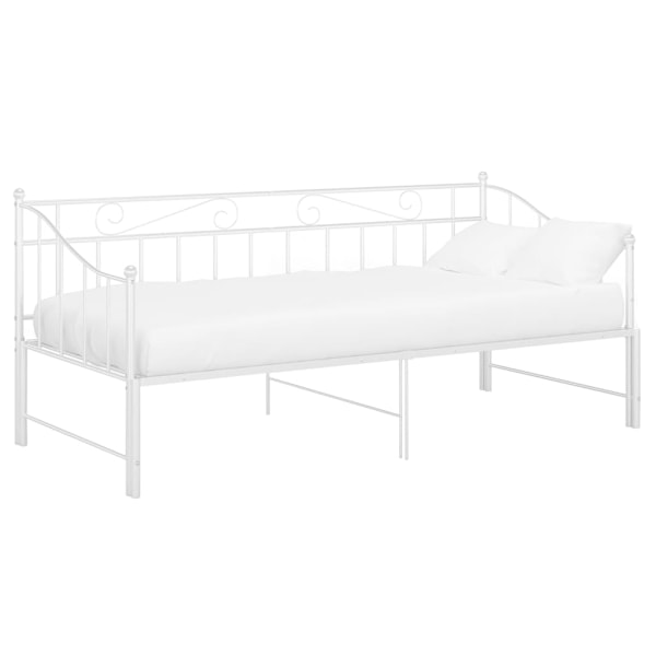vidaXL Utdragbar sängram bäddsoffa vit metall 90x200 cm Vit