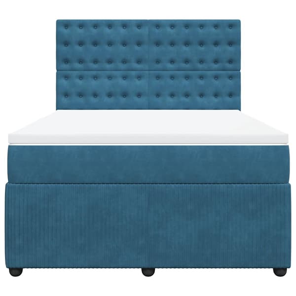 vidaXL Ramsäng med madrass blå 160x200 cm sammet Blå