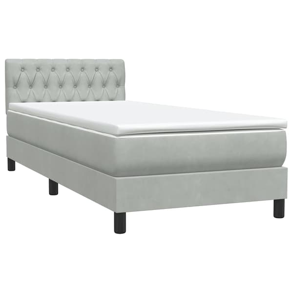 vidaXL Ramsäng med madrass ljusgrå 80x210 cm sammet Grå
