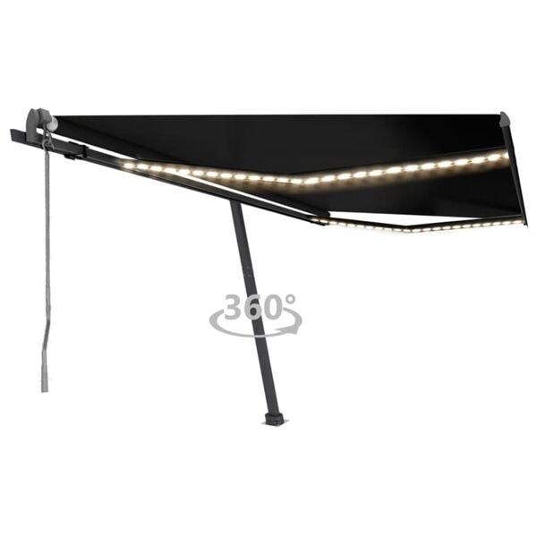 vidaXL Automatisk markis med vindsensor & LED 400x300 cm antracit Antracit