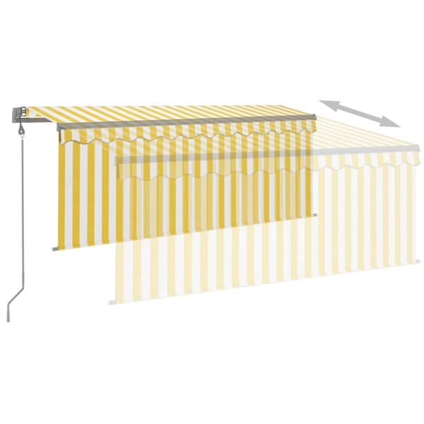 vidaXL Automatisk markis m. vindsensor rullgardin LED 3,5x2,5m gul/vit Gul