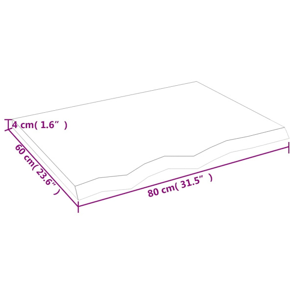 vidaXL Bordsskiva 80x60x(2-4) cm obehandlad massiv ek Brun