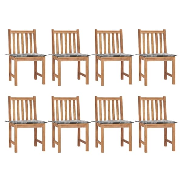 vidaXL Trädgårdsstolar 8 st med dynor massiv teak Brun