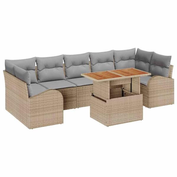 vidaXL Trädgårdsoffset 8 st beige och ljusgrå Beige