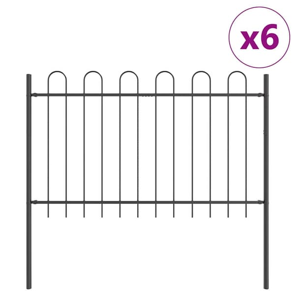 vidaXL Trädgårdsstängsel BOXTEL 6 st 10,2 x 1,2 m Pulverlackerad stål Grå