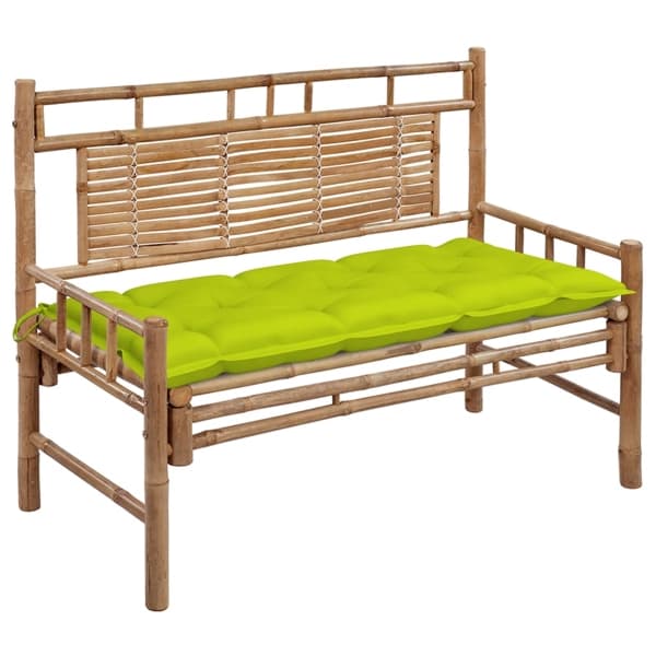 vidaXL Trädgårdsbänk med dyna 120 cm bambu Grön