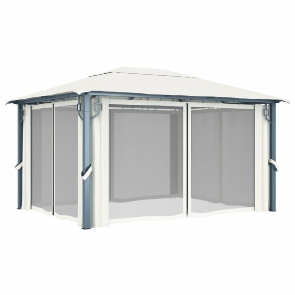 vidaXL Paviljong med draperier 400 x 300 cm gräddvit aluminium Creme