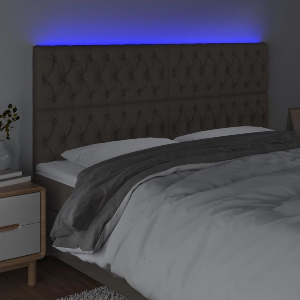 vidaXL Sänggavel LED taupe 200x7x118/128 cm tyg Taupe