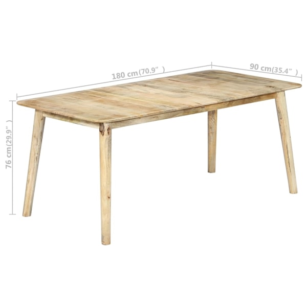 vidaXL Matbord 180x90x76 cm massivt mangoträ Brun