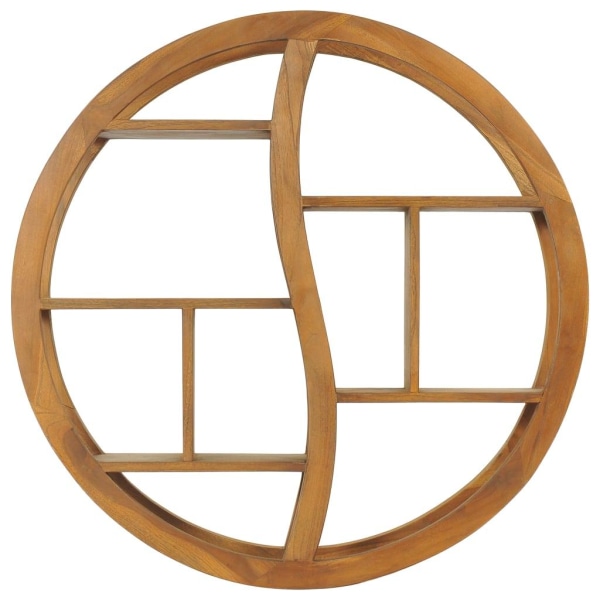 vidaXL Yin yang-vägghylla 80x17,5x80 cm massiv teak Brun