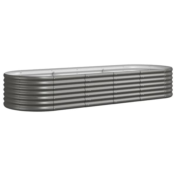 vidaXL Odlingslåda pulverlackerat stål 224x80x36 cm grå Grå