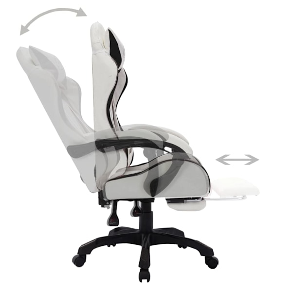 vidaXL Gamingstol med RGB LED-lampor svart och vit konstläder multifärg