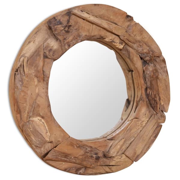 vidaXL Prydnadsspegel teak 60 cm rund Brun