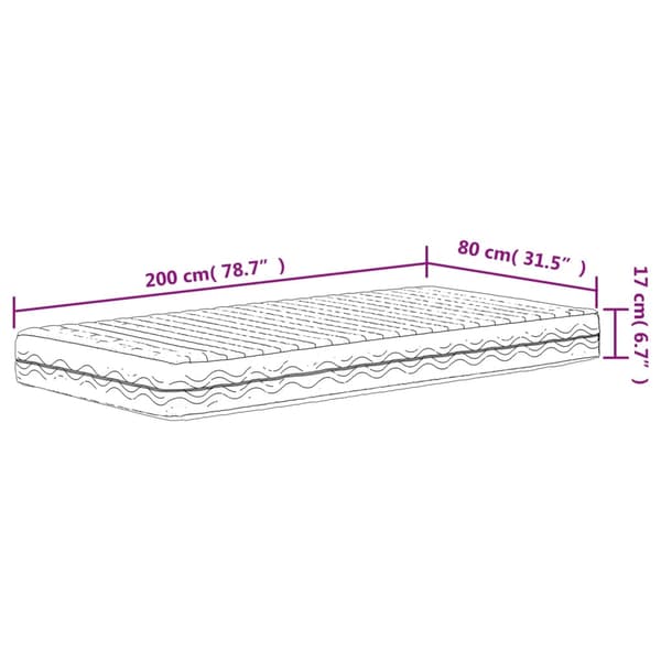 vidaXL Skummadrass vit 80x200 cm hårdhet H2 H3 Vit