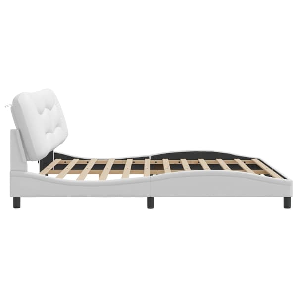 vidaXL Sängram med LED-belysning vit 200x200 cm konstläder Vit
