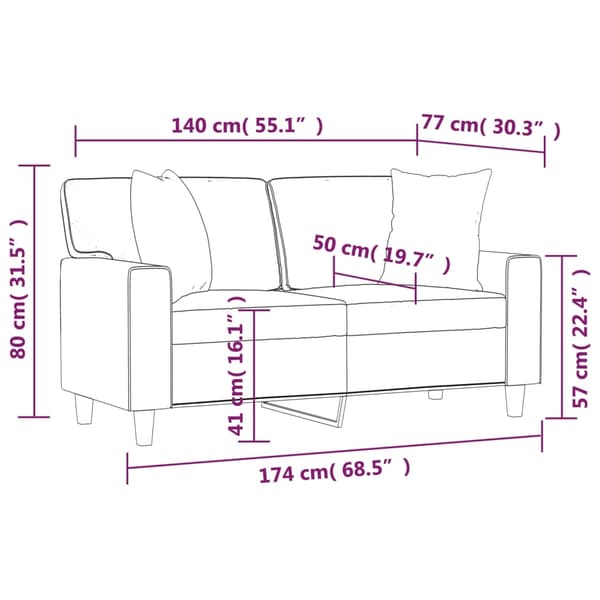 vidaXL 2-sits soffa med prydnadskuddar gräddvit 140 cm konstläder Kräm