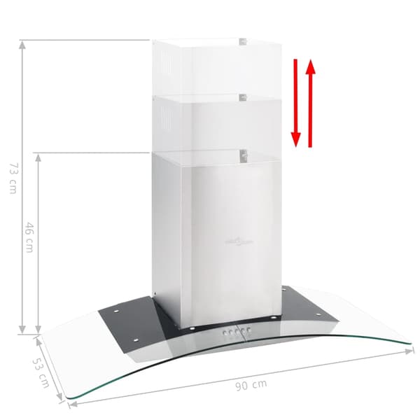 vidaXL Väggmonterad köksfläkt 90 cm rostfritt stål 756 m³/h LED Silver