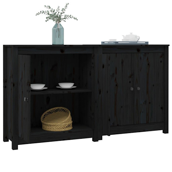 vidaXL Skänkar 2 st svart 70x35x80 cm massiv furu Svart