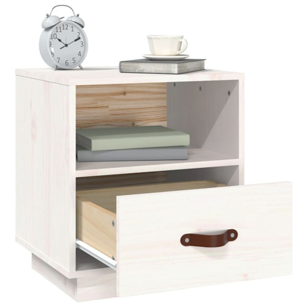 vidaXL Sängbord vit 40x34x45 cm massivt furuträ Vit