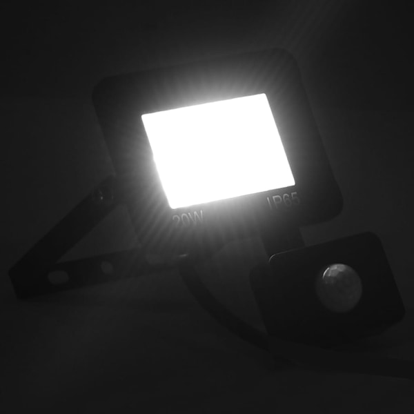 vidaXL Strålkastare med sensor 20 W LED kallvit Svart