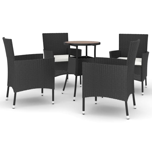vidaXL Caféset med dynor 5 delar konstrotting svart Svart