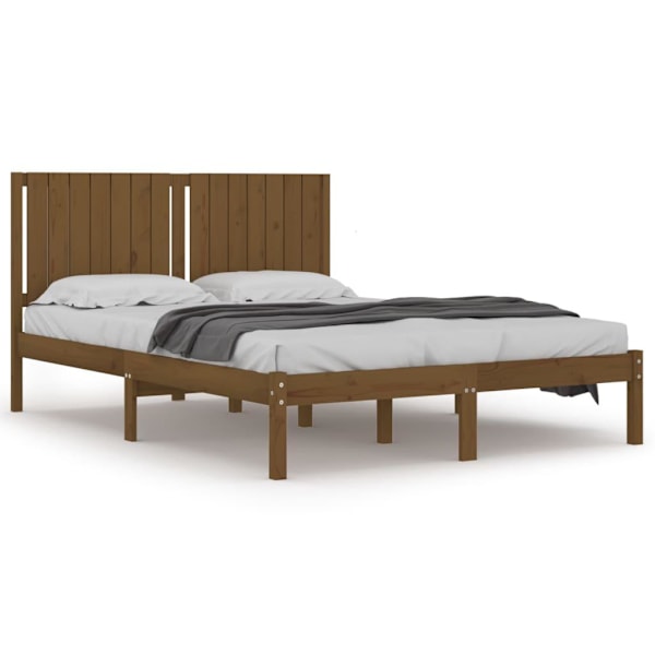 vidaXL Sängram honungsbrun massivt trä 150x200 cm Brun
