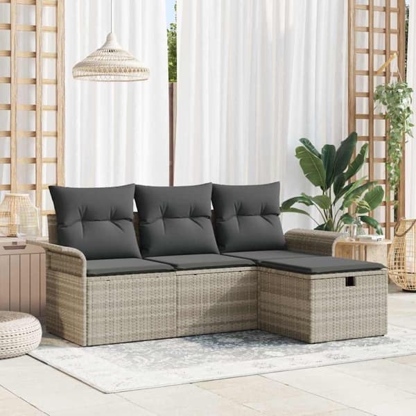 vidaXL Trädgårdsoffset 4 st Poly rattan Beige