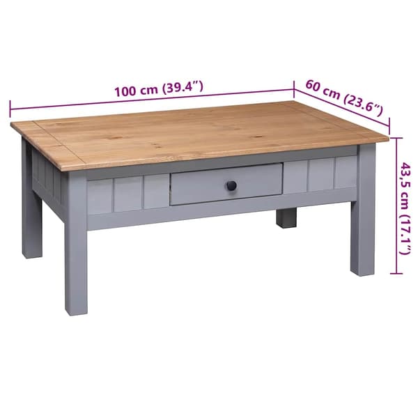 vidaXL Soffbord grå 100x60x45 cm massiv furu panama grå