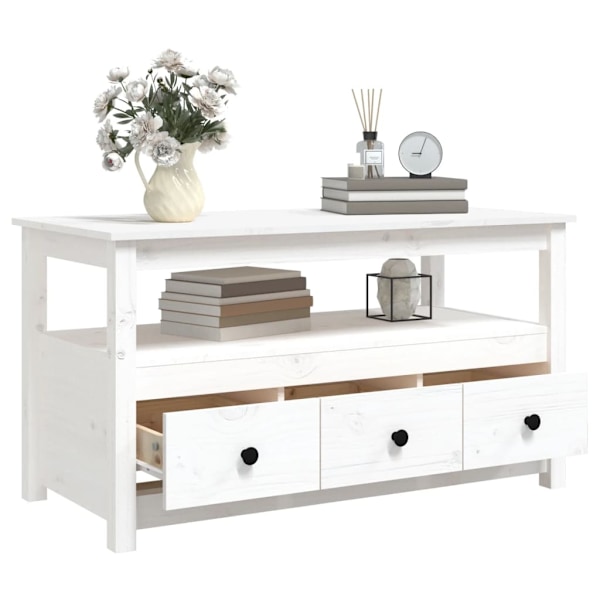 vidaXL Soffbord vit 102x49x55 cm massiv furu Vit