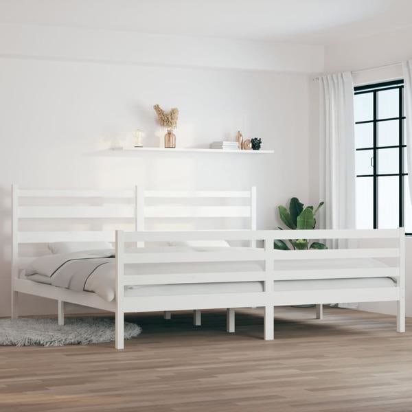 vidaXL Sängram vit massiv furu 200x200 cm Vit