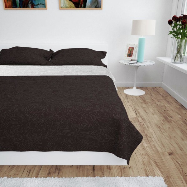 vidaXL Överkast dubbelsidigt 170x210 cm gräddvit och brun Creme