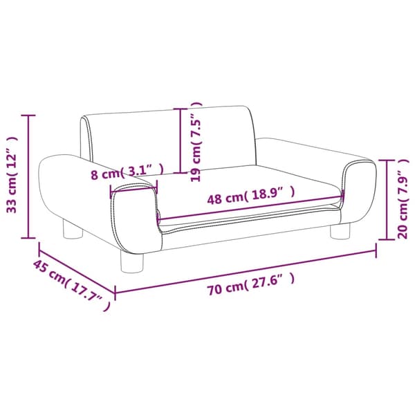 vidaXL Barnsoffa svart 70x45x33 cm sammet art