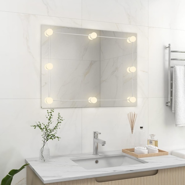 vidaXL Väggspegel utan ram LED-belysning rektangulär Silver