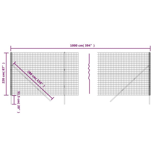 vidaXL Stängsel grön 2,2x10 m galvaniserat stål Grön