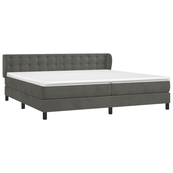 vidaXL Ramsäng med madrass mörkgrå 200x200 cm sammet Grå