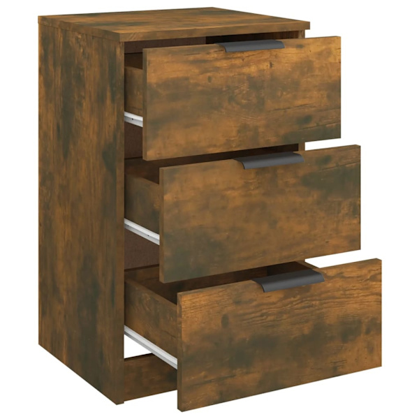vidaXL Sängbord rökfärgad ek 40x36x65 cm Brun
