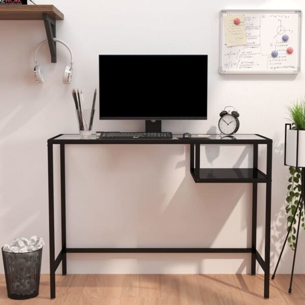 vidaXL Datorbord svart 100x36x74 cm glas Svart