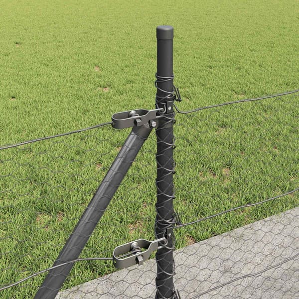 vidaXL Hexagonal stängsel med betongfundament 100 x 0,5 m Grå Mesh Grå