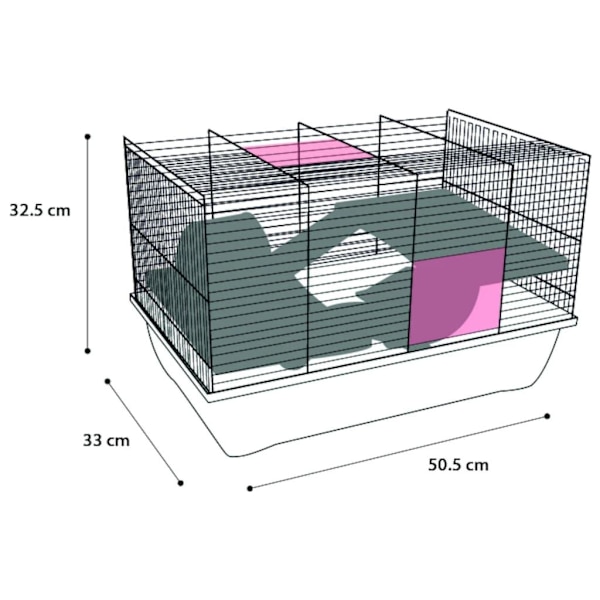 FLAMINGO Hamsterbur Jaro 2 50,5x33x32,5 cm svart och blå multifärg
