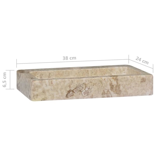 vidaXL Väggmonterat handfat gräddvit 38x24x6,5 cm marmor Creme