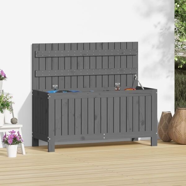 vidaXL Dynbox svart 108x42,5x54 cm massiv furu Grå