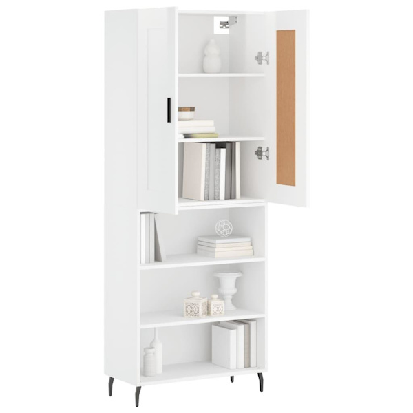 vidaXL Högskåp högglans vit 69,5x34x180 cm konstruerat trä Vit